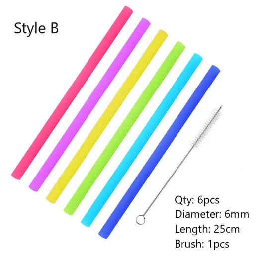 Zero Waste Co - Reusable Silicone Drinking Straws with Cleaning Brush BPA Free