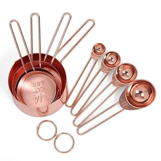 Zero Waste Co - Stainless Steel Measuring Cups And Spoons Set Of 8 Measurements and Pouring Spouts