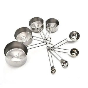 Zero Waste Co - Stainless Steel Measuring Cups And Spoons Set Of 8 Measurements and Pouring Spouts